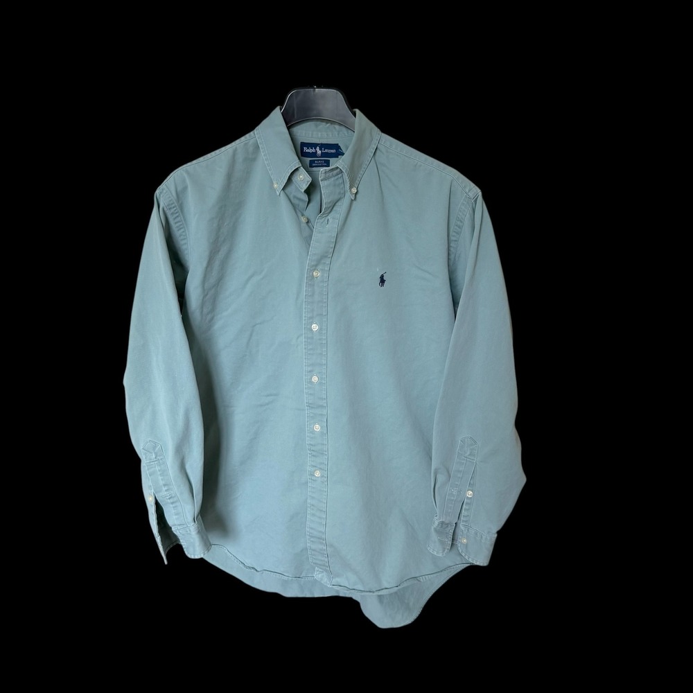 90's Polo Ralph Lauren Blake Shirt Large Green Cotton Long Sleeve Button Down
